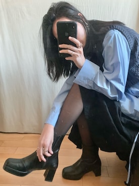「STYLENANDA（スタイルナンダ）のアイテム（ブーツ）」を使った、加利さん（レディース・165cm）の冬コーディネート