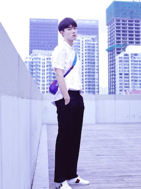 「アイテム（メッセンジャーバッグ）」を使った、hhさん（メンズ・183cm・10代）の夏コーディネート