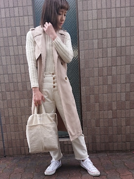 「stradivarius（ストラディバリウス）のアイテム（トレンチコート）」を使った、Atさん（レディース・161cm）の春コーディネート