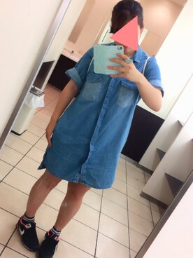「stradivarius（ストラディバリウス）のアイテム（シャツワンピース）」を使った、なつきさん（レディース・164cm）の夏コーディネート