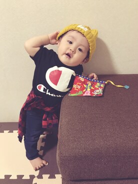 「GAP（ギャップ）の1969 マイ ファースト レギンス ジーンズ (ベビー)（デニムパンツ）」を使った、おはるさん（キッズ・70cm）の秋コーディネート