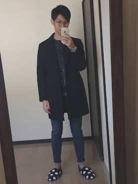 「UNIQLO（ユニクロ）のWOMEN ウルトラストレッチジーンズ（デニムパンツ）」を使った、SKIさん（メンズ・174cm）の冬コーディネート