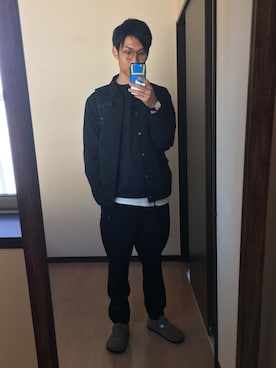 「RAGEBLUE（レイジブルー）の＜トレンドのロング丈＞ワッフルロングカットソー/733404（Tシャツ/カットソー）」を使った、SKIさん（メンズ・174cm）の冬コーディネート