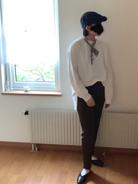 「ハンチング」｜「アイテム（バレエシューズ）」を使った、amanさん（レディース・155cm）の秋コーディネート