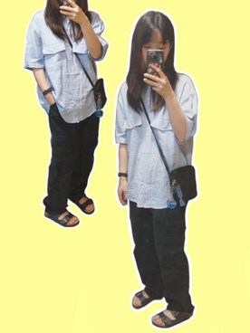 「blue」｜「アイテム（カーゴパンツ）」を使った、stacey99さん（レディース・157cm）の春コーディネート