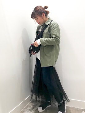 「GARAGE OF GOOD CLOTHING（ガレージオブグッドクロージング）のアイテム（ジャケット/アウター）」を使った、annaさん（レディース・148cm）の春コーディネート