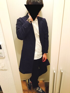 「ポールスミス」｜「アイテム（チェスターコート）」を使った、きりんさん（メンズ・177cm）の冬コーディネート