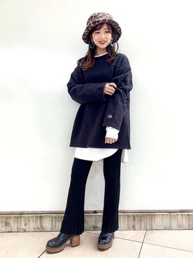 「JEANASIS（ジーナシス）のシャツテイルBIGロンT/826709（Tシャツ/カットソー）」を使った、MIKUさん（レディース・158cm）の秋コーディネート