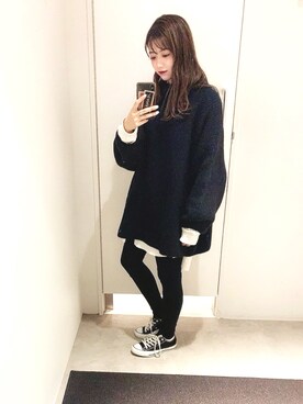 「JEANASIS（ジーナシス）のシャツテイルBIGロンT/826709（Tシャツ/カットソー）」を使った、MIKUさん（レディース・158cm）の秋コーディネート