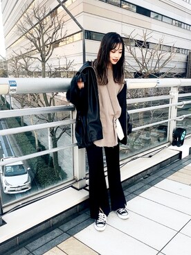 「CONVERSE（コンバース）のconverse（コンバース） ALL STAR OX（オールスターOX）（スニーカー）」を使った、MIKUさん（レディース・158cm）の冬コーディネート