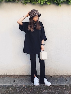 「JEANASIS（ジーナシス）のBIGスリットTEE/884386（Tシャツ/カットソー）」を使った、MIKUさん（レディース・158cm）の春コーディネート