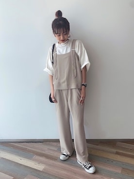 「JEANASIS（ジーナシス）のアイテム（サロペット/オーバーオール）」を使った、MIKUさん（レディース・158cm）の春コーディネート