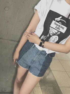 「smokingkills」｜Riさん（レディース・165cm）の夏コーディネート
