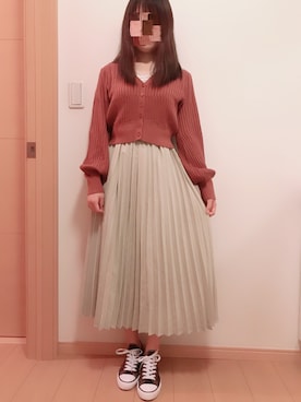 「RETRO GIRL（レトロガール）のアイテム（スカート、ベージュ系）」を使った、FLさん（レディース・152cm）の秋コーディネート