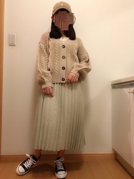 「アイテム（その他アンダーウェア/インナー、ピンク系）」を使った、FLさん（レディース・152cm）の秋コーディネート