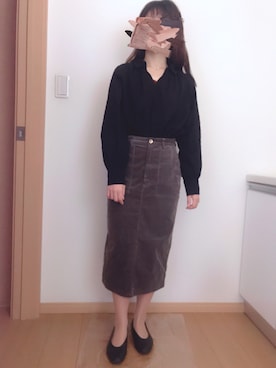 「SWAROVSKI（スワロフスキー）のGlowing Moon ネックレス（ネックレス、ゴールド系）」を使った、FLさん（レディース・152cm）の秋コーディネート