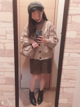 「152cm」｜「アイテム（ハンチング/ベレー帽）」を使った、FLさん（レディース・152cm）の秋コーディネート