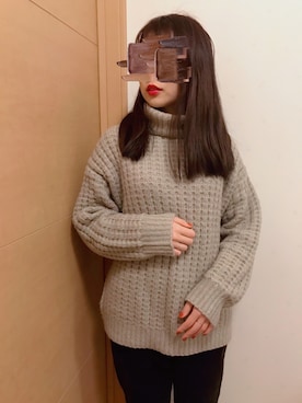 「LEPSIM（レプシィム）の3Gポコポコタートルプルオーバー　860053（ニット/セーター、グレー系）」を使った、FLさん（レディース・152cm）の冬コーディネート