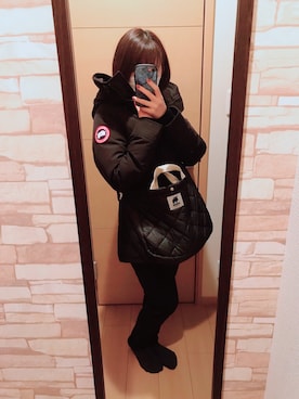 「moz（モズ）のアイテム（バッグ、ブラック系）」を使った、FLさん（レディース・152cm）の冬コーディネート