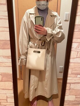 「152cm」｜「アイテム（トレンチコート）」を使った、FLさん（レディース・152cm）の春コーディネート