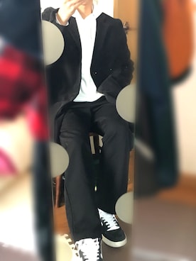 「Right-on（ライトオン）のアイテム（チェスターコート）」を使った、大学生はる。さん（メンズ・177cm）の春コーディネート