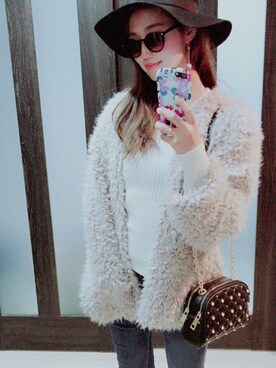 「KOBE LETTUCE（コウベレタス）のアイテム（ノーカラージャケット）」を使った、yui_2323さん（レディース・155cm）の冬コーディネート
