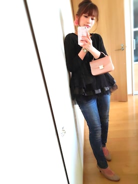 「アイテム（ピアス（片耳用）、ピンク系）」を使った、ちゃみぞうさん（レディース・155cm）の冬コーディネート