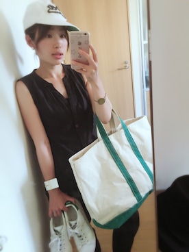 「スタンスミス」｜「アイテム（つなぎ/オールインワン）」を使った、ちゃみぞうさん（レディース・155cm）の春コーディネート