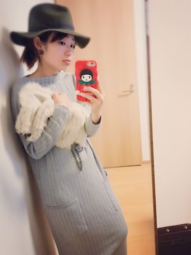 「ファークラッチ」｜「アイテム（ワンピース/ドレス）」を使った、ちゃみぞうさん（レディース・155cm）の秋コーディネート