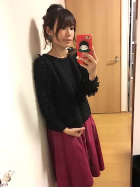 「パープル×黒」｜「アイテム（PC・スマホグッズ/家電）」を使った、ちゃみぞうさん（レディース・155cm）の秋コーディネート