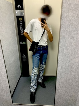 「STUSSY（ステューシー）のアイテム（Tシャツ/カットソー、ホワイト系）」を使った、kirinさん（メンズ）の夏コーディネート