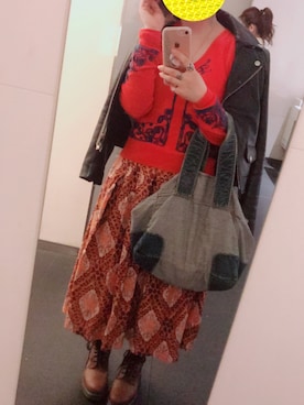 「アイテム（ライダースジャケット）」を使った、ai.comさん（レディース・155cm・20代）の春コーディネート