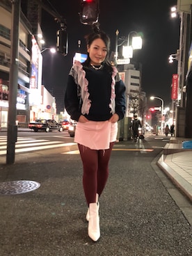 「BLUE BLUE（ブルーブルー）のアイテム（パンツ）」を使った、Childish Linaさん（レディース・150cm）の冬コーディネート