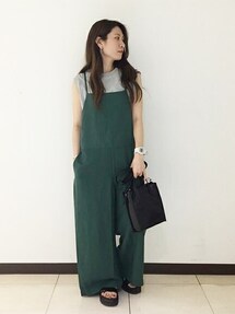 【新品タグ付】JOURNAL STANDARD レーヨン麻サロペット　グリーン 新品タグ付】JOURNAL STANDARD レーヨン麻サロペット グリーン