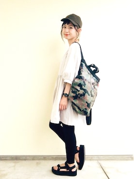 「Teva（テバ）のTeva / プラットフォーム ユニバーサル（サンダル）」を使った、しまゆうさん（レディース・151cm）の夏コーディネート