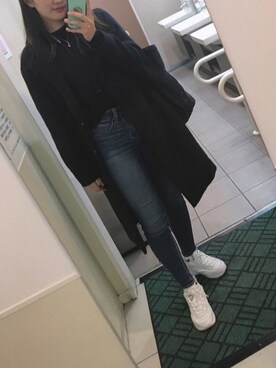 「niko and...（ニコアンド）のアイテム（チェスターコート）」を使った、ともさん（レディース・163cm）の冬コーディネート
