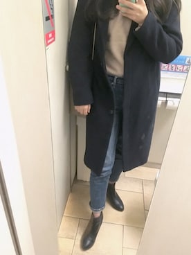 「niko and...（ニコアンド）のアイテム（チェスターコート）」を使った、ともさん（レディース・163cm）の冬コーディネート