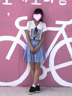 「blue」｜「アイテム（スリッポン）」を使った、かさん（レディース・163cm）の夏コーディネート
