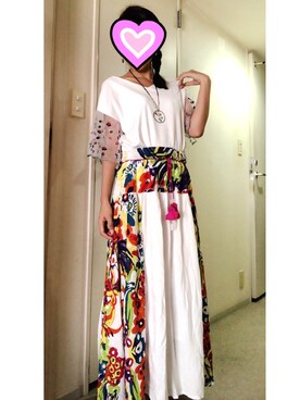 「INDIAN」｜かさん（レディース・163cm）の夏コーディネート