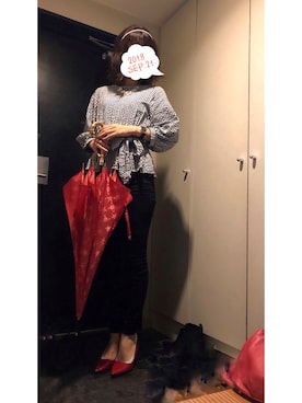「red」｜「アイテム（パンプス）」を使った、かさん（レディース・163cm）の秋コーディネート