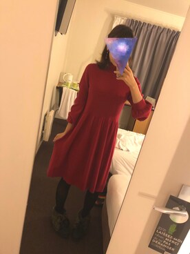 「red」｜「アイテム（ブーティ）」を使った、かさん（レディース・163cm）の冬コーディネート