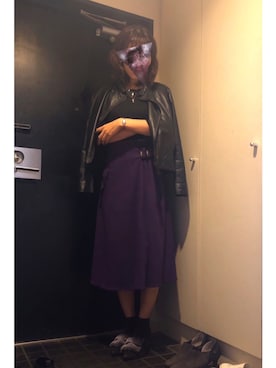 「URBAN RESEARCH（アーバンリサーチ）のアイテム（ライダースジャケット）」を使った、かさん（レディース・163cm）の秋コーディネート