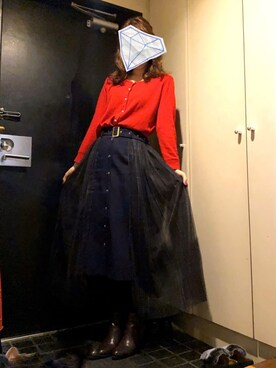 「red」｜「アイテム（ブーツ）」を使った、かさん（レディース・163cm）の冬コーディネート