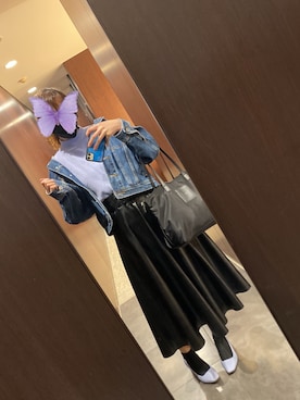 「blue」｜「アイテム（デニムジャケット）」を使った、かさん（レディース・163cm）の春コーディネート