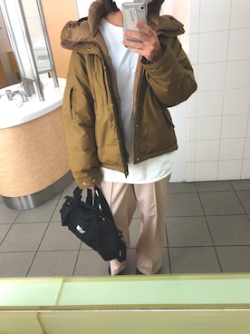 「ザノースフェイス」｜「アイテム（マウンテンパーカー）」を使った、Riecoさん（レディース・163cm）の秋コーディネート