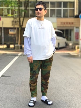 「AVIREX（アヴィレックス）のアイテム（サンダル）」を使った、K.ODAさん（メンズ・178cm）の春コーディネート