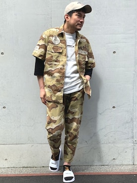 「AVIREX（アヴィレックス）のアイテム（サンダル）」を使った、K.ODAさん（メンズ・178cm）の春コーディネート