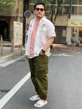 「AVIREX（アヴィレックス）のアイテム（サンダル）」を使った、K.ODAさん（メンズ・178cm）の夏コーディネート
