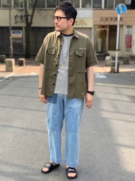 「AVIREX（アヴィレックス）のアイテム（サンダル）」を使った、K.ODAさん（メンズ・178cm）の夏コーディネート