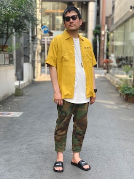 「AVIREX（アヴィレックス）のアイテム（サンダル）」を使った、K.ODAさん（メンズ・178cm）の夏コーディネート